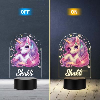 Personalized Unicorn UV Print 3D Illusion Night Light – Warm White LED Acrylic Lamp